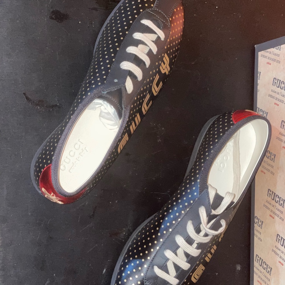 Black Men's 519723 "Guccy" Falacer Leather Sneakers